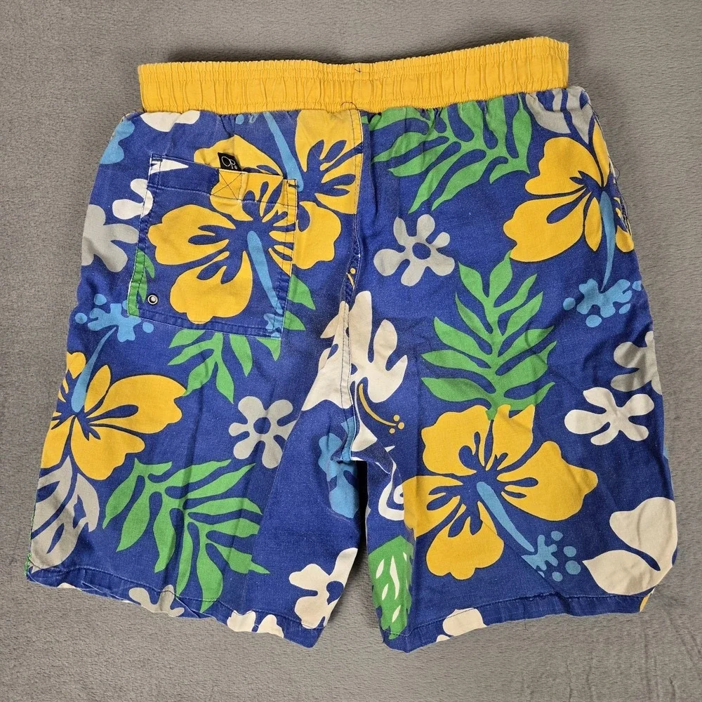 Vintage Ocean Pacific Board Shorts Boy's‎ Large Blue Floral Swim Trunks Y2k